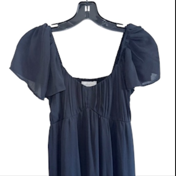 Abercrombie & Fitch Black Midi Dress Smocked Back Sz Small Tiered Skirt - Picture 4 of 9